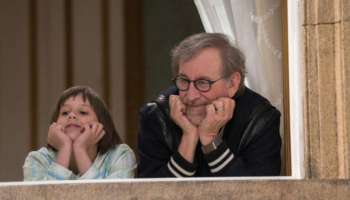 Director Steven Spielberg and Ruby Barnhill