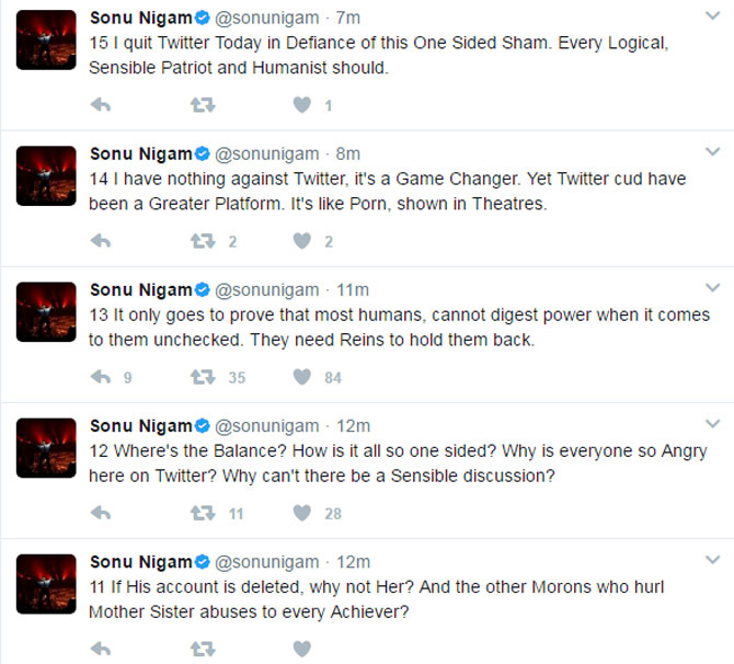 Sonu Nigam's Tweets before quitting Twitter