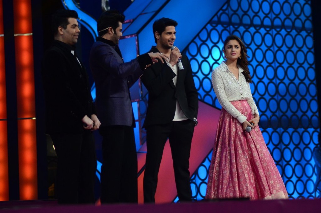 Karan Johar, Manish Paul, Sidharth Malhotra, Alia Bhatt at Umang 2016