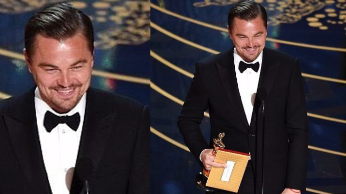 Leonardo DiCaprio at Oscars 2016. Image Courtesy: Twitter