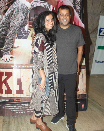 Chetan Bhagat with wife