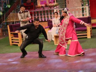 Salman Khan performs a dance step from 'Sultan' with Begum on The Kapil Sharma Show