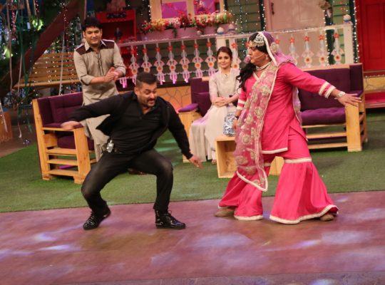 Salman Khan performs a dance step from ‘Sultan’ with Begum on The Kapil Sharma Show