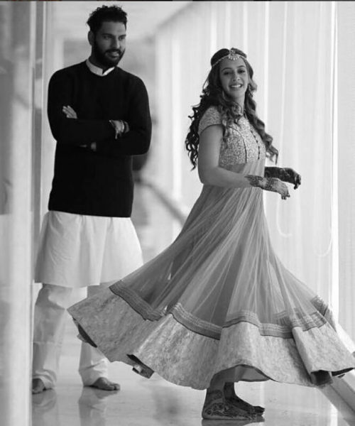 Hazel, Yuvraj Singh during the mehendi ceremony