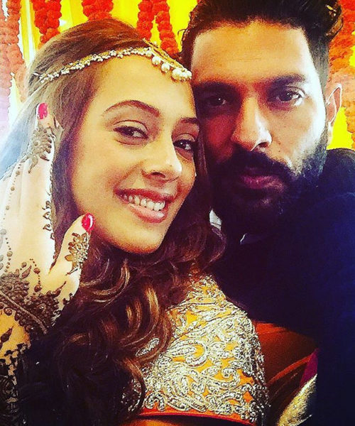 Hazel, Yuvraj Singh during the mehendi ceremony