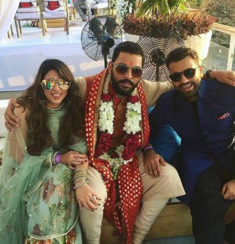 Yuvraj Singh at his beach wedding with Rohit Sharma and his wife