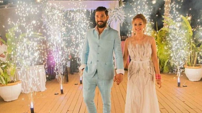 Yuvraj Singh with wife Hazel Keech after their wedding in Goa