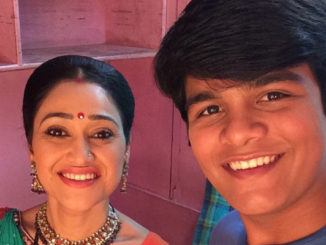 Bhavya Gandhi aka Tapu with his onscreen mother Daya. Image Courtesy: Instagram