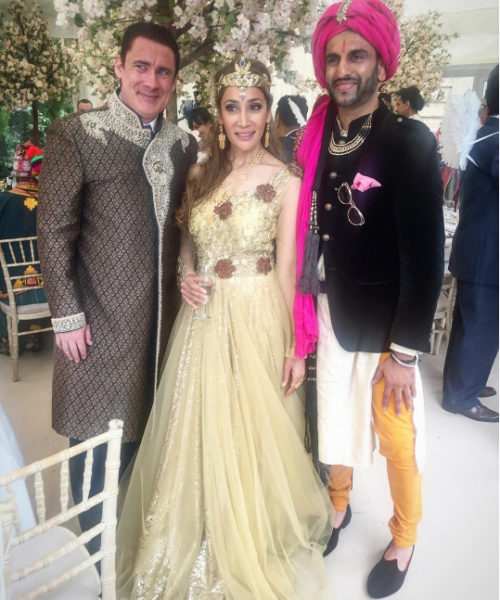 Sofia Hayat poses with guests at the wedding