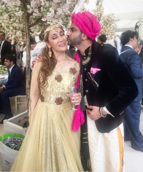 Sofia Hayat with a guest at her wedding