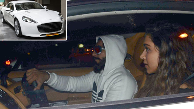 Deepika Padukone with Ranveer Singh in his new car