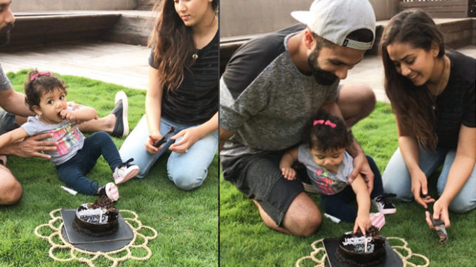 Shahid Kapoor, Mira Rajput with daughter Misha. Image Courtesy: Instagram